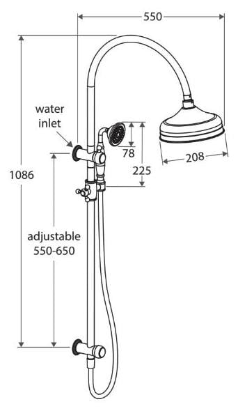 Lillian Twin Shower, Brushed Nickel