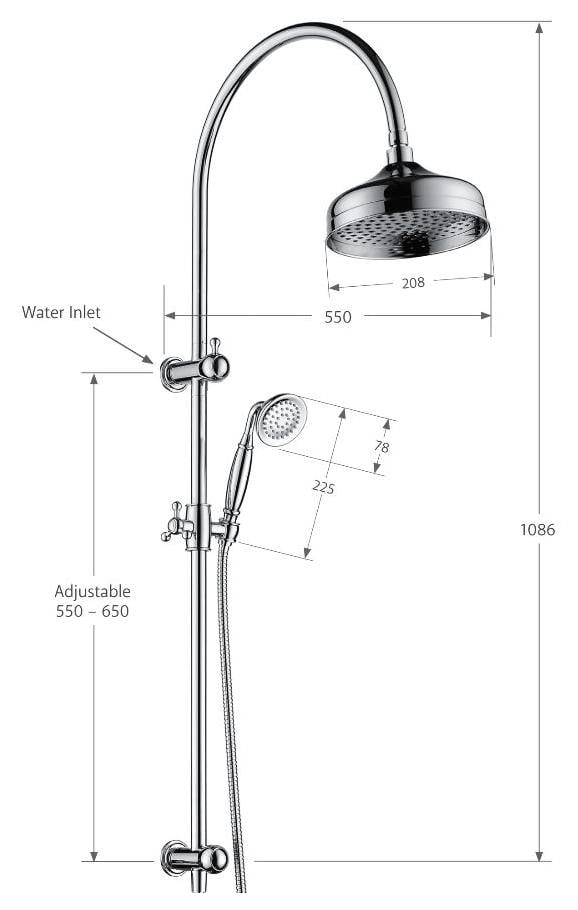 Lillian Twin Shower, Chrome
