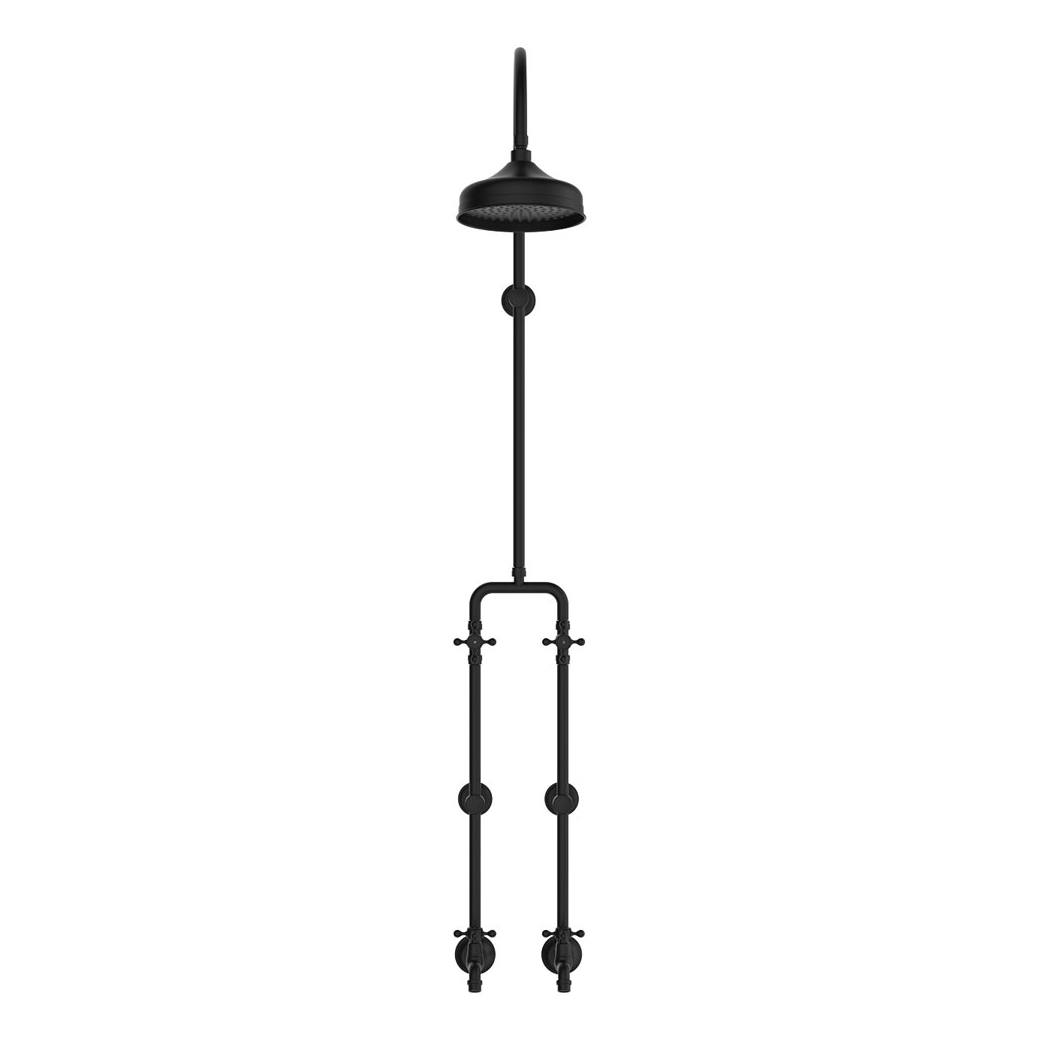 Lillian Exposed Rail Shower & Bath Set, Matte Black