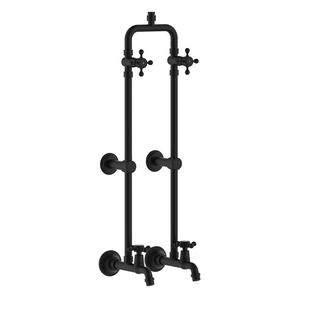 Lillian Exposed Rail Shower & Bath Set, Matte Black