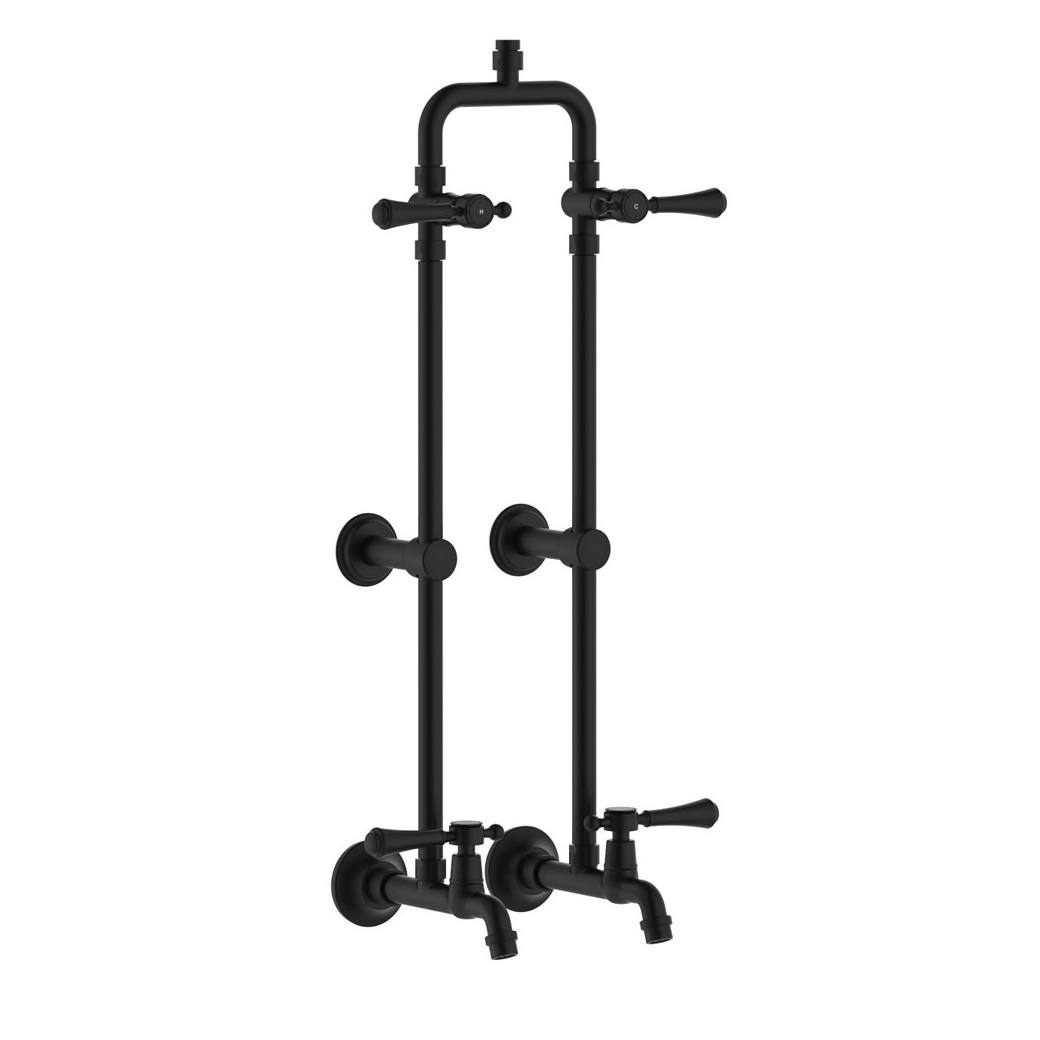 Lillian Lever Exposed Rail Shower & Bath Set, Matte Black