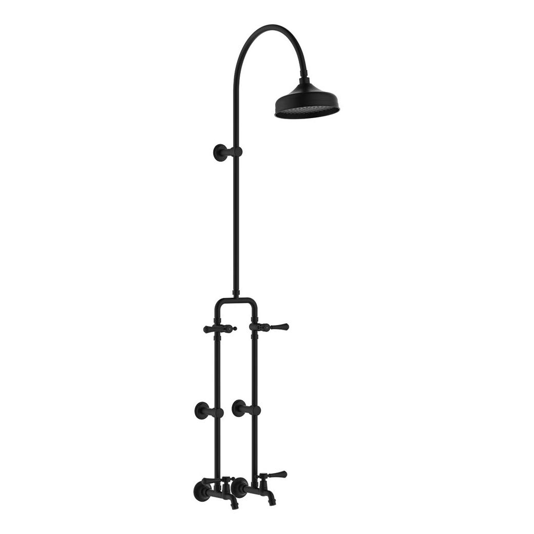 Lillian Lever Exposed Rail Shower & Bath Set, Matte Black