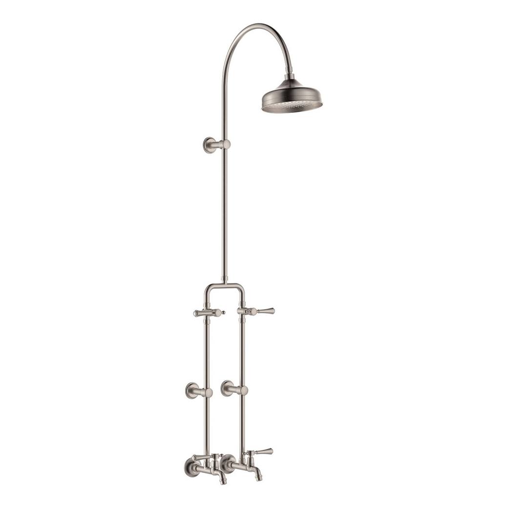 Lillian Lever Exposed Rail Shower & Bath Set, Brushed Nickel
