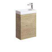 Denzel Edge Wall Hung 450Mm Ensuite Vanity Scandi Oak With Ceramic Basin