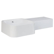 RAK Petit Square Wall Basin, Right Edge, No Tap Hole, Alpine White