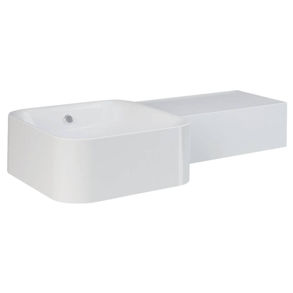 RAK Petit Square Wall Basin, Right Edge, No Tap Hole, Alpine White
