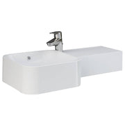RAK Petit Square Wall Basin, Right Edge, 1 Tap Hole, Alpine White