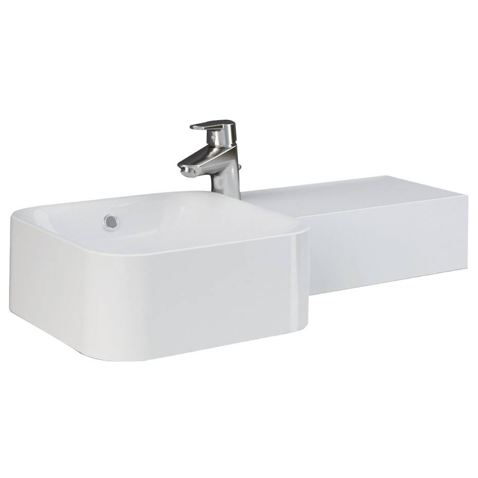 RAK Petit Square Wall Basin, Right Edge, 1 Tap Hole, Alpine White
