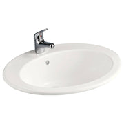 RAK Jessica Ivory Fully-Inset Basin, 1TH, Gloss Ivory