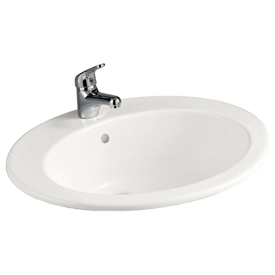 RAK Jessica Ivory Fully-Inset Basin, 1TH, Gloss Ivory