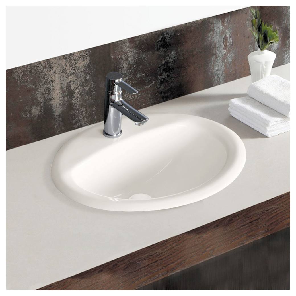 RAK Jessica Ivory Fully-Inset Basin, 3TH, Gloss Ivory