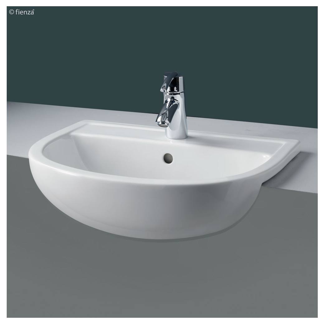 RAK Compact Semi-Recessed Basin, 3TH, Gloss White