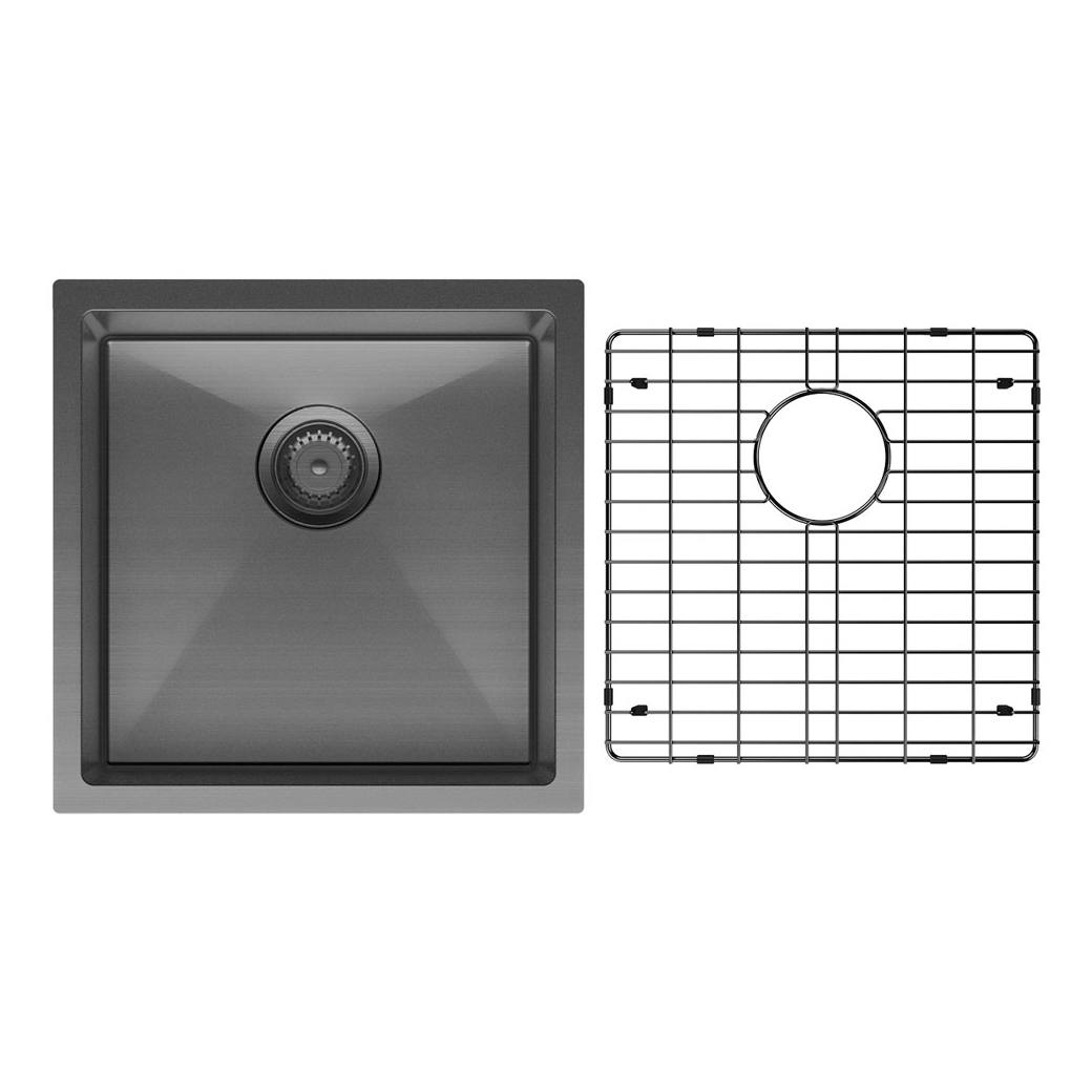 Fienza Hana 32L Single Kitchen Sink, Pvd Carbon Metal