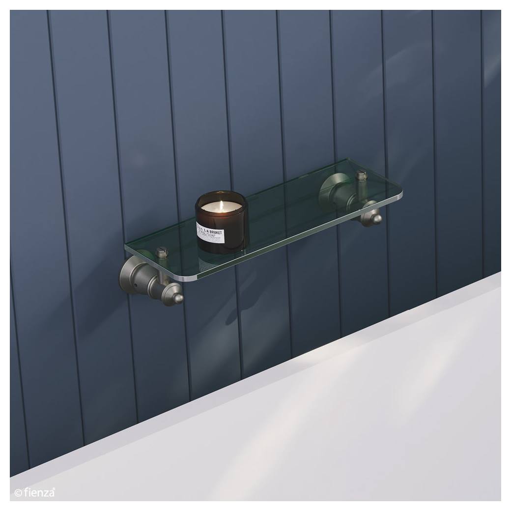 Lillian Glass Shelf, Brushed Nickel