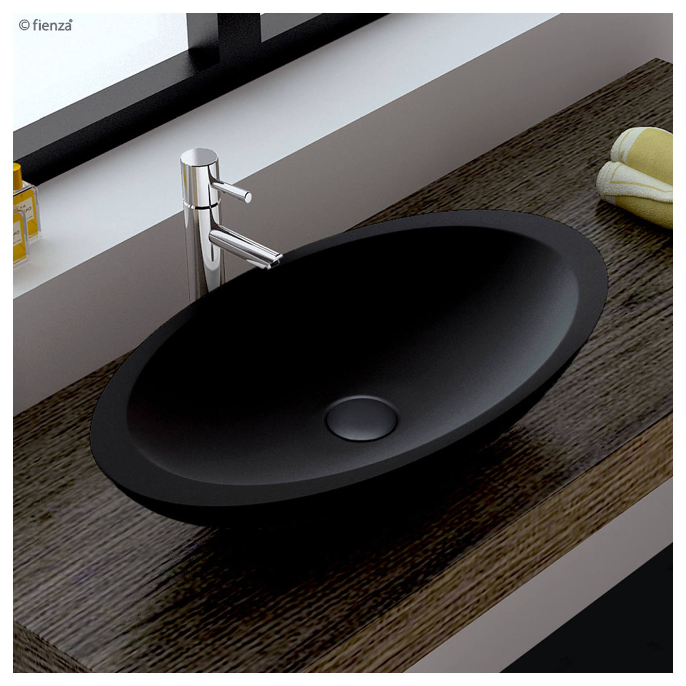 Bahama Solid Surface Above Counter Basin, Matte Black