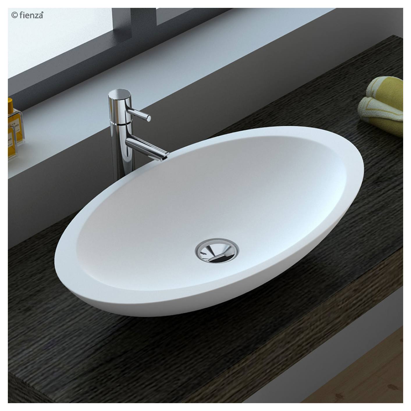 Bahama Solid Surface Above Counter Basin, Matte White