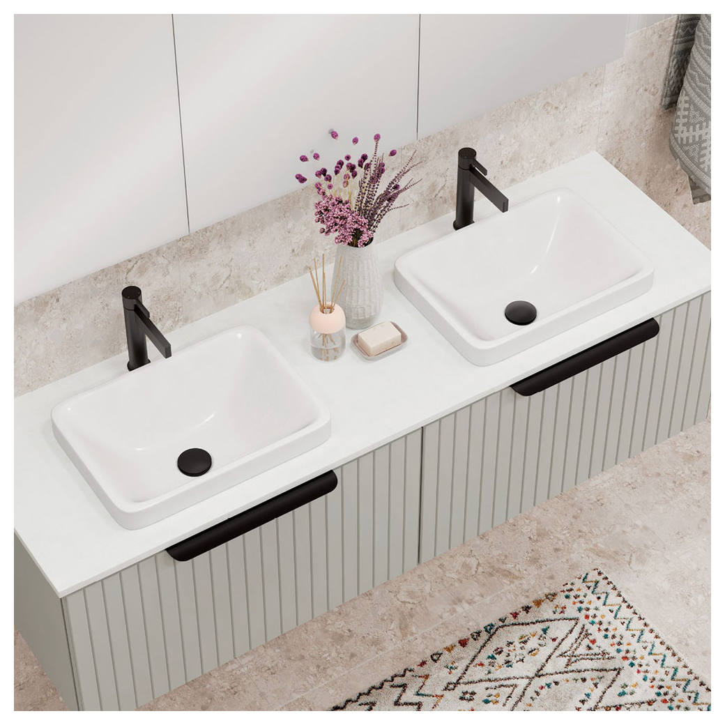 Kados Solid Surface Semi-Inset Basin, Matte White