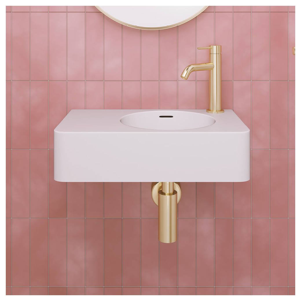 Encanto 470 Solid Surface Wall Basin, 1 Tap Hole, Matte White