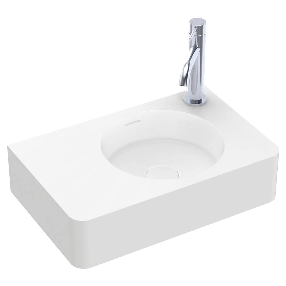 Encanto 470 Solid Surface Wall Basin, 1 Tap Hole, Matte White