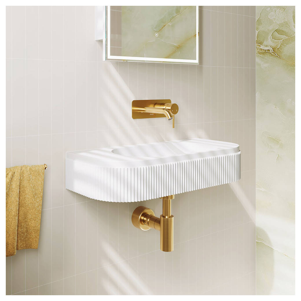 Minka Solid Surface Wall Basin, No Tap Hole, Matte White