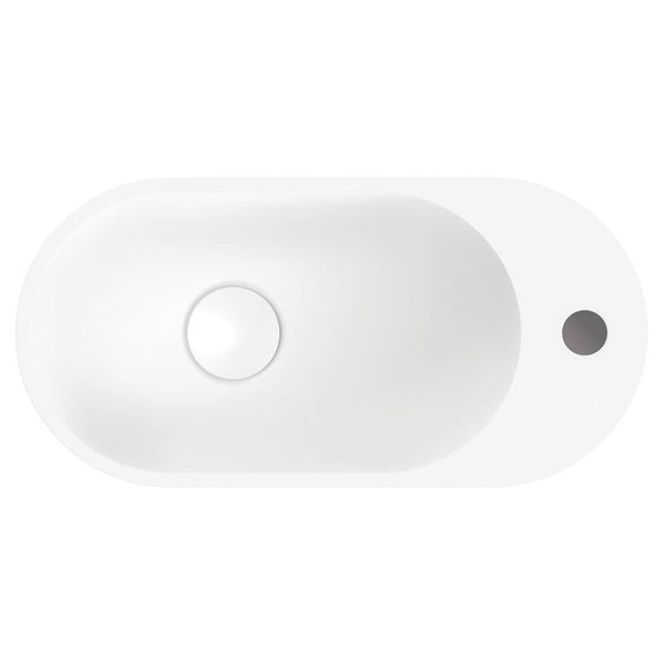 Ari Solid Surface Wall Basin, 1 Tap Hole, Matte White
