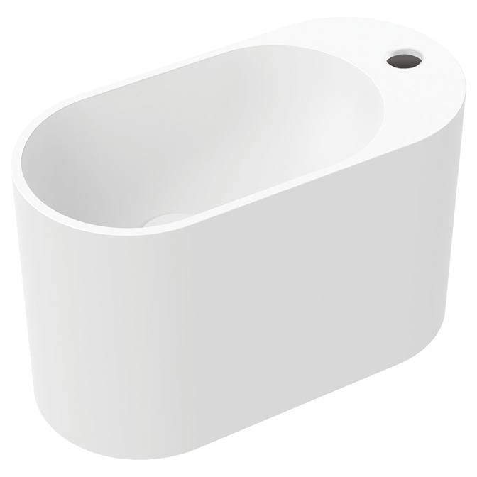 Ari Solid Surface Wall Basin, 1 Tap Hole, Matte White