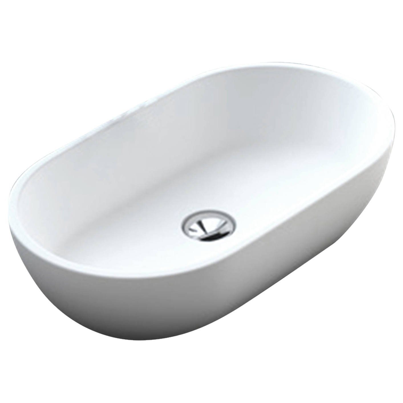 Nero Solid Surface Above Counter Basin, Matte White