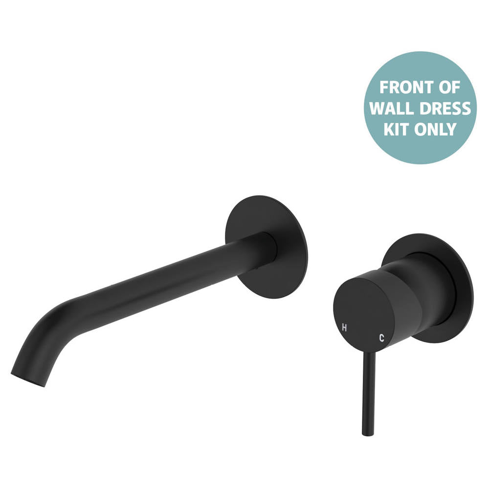 Kaya Wall Mixer Dress Kit, Rnd Plates, 200mm Outlet, Matte Black