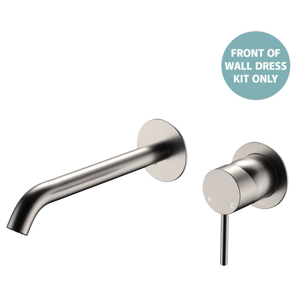 Kaya Wall Mixer Dress Kit, Rnd Plates, 200mm Outlet, Brushed Nickel