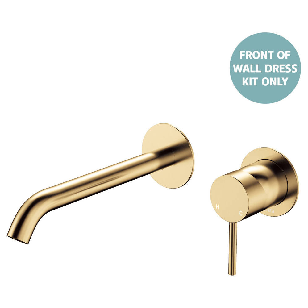 Kaya Wall Mixer Dress Kit, Rnd Plates, 200mm Outlet, Urban Brass