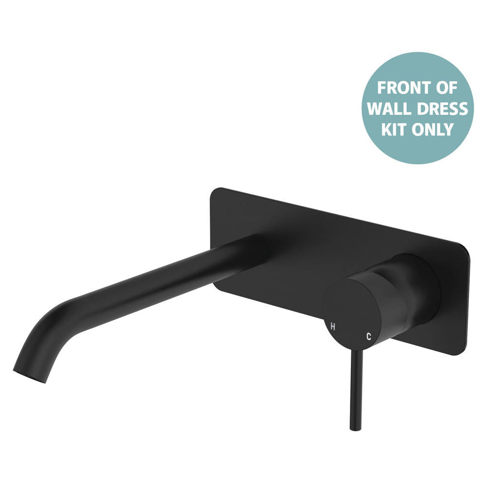Kaya Wall Mixer Dress Kit, Rect Plate, 200mm Outlet, Matte Black