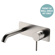 Kaya Wall Mixer Dress Kit, Rect Plate, 160mm Outlet, Brushed Nickel