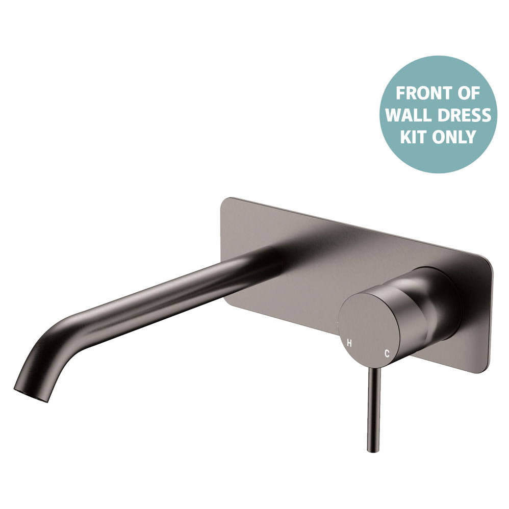 Kaya Wall Mixer Dress Kit, Rect Plate, 200mm Outlet, Gun Metal