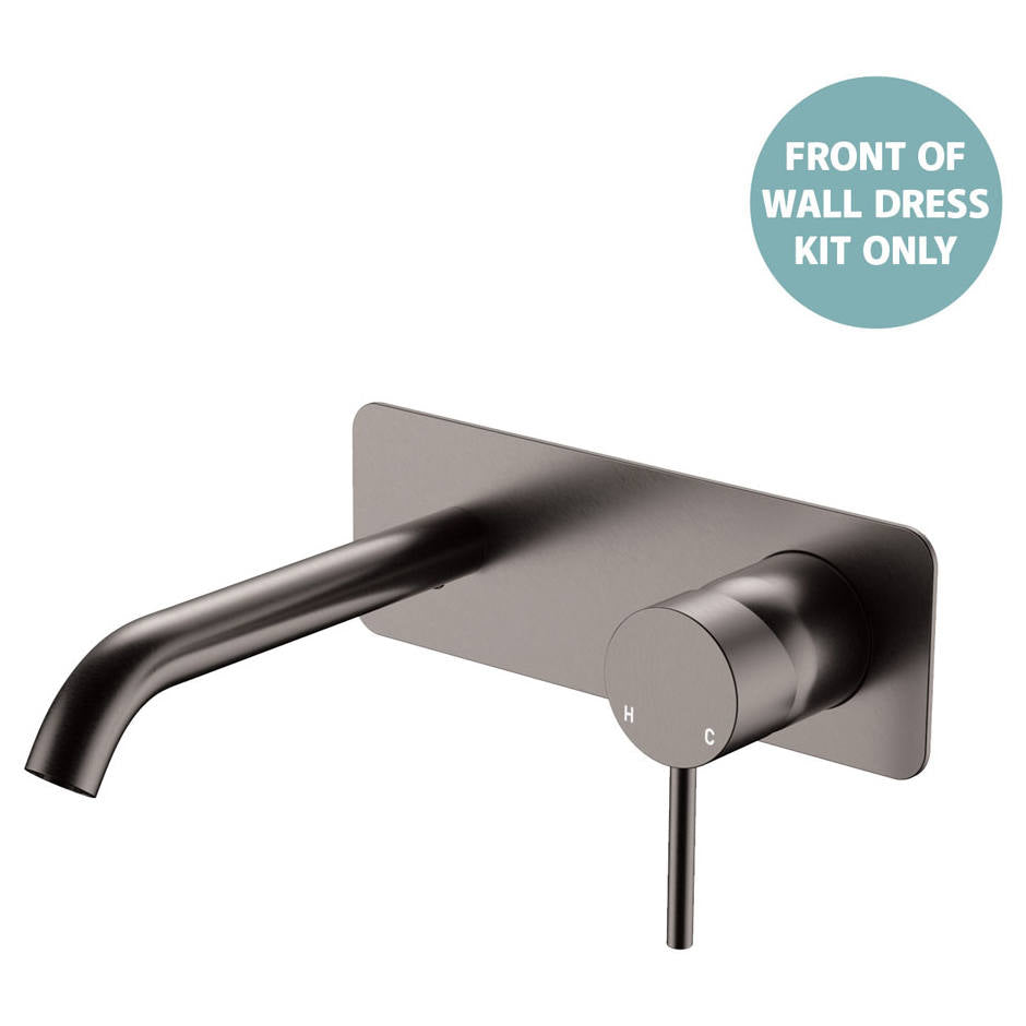 Kaya Wall Mixer Dress Kit, Rect Plate, 160mm Outlet, Gun Metal