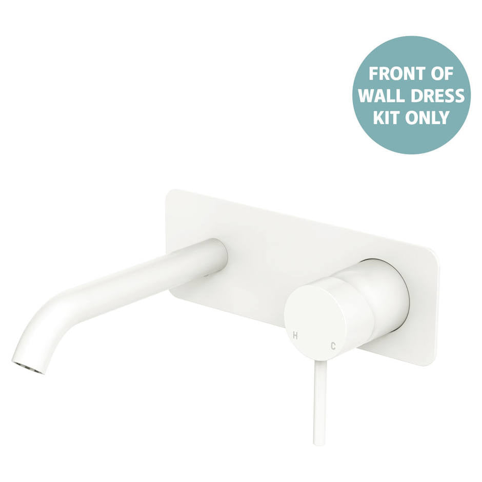 Kaya Wall Mixer Dress Kit, Rect Plate, 160mm Outlet, Matte White