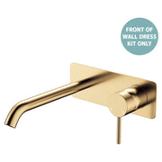 Kaya Wall Mixer Dress Kit, Rect Plate, 200mm Outlet, Urban Brass