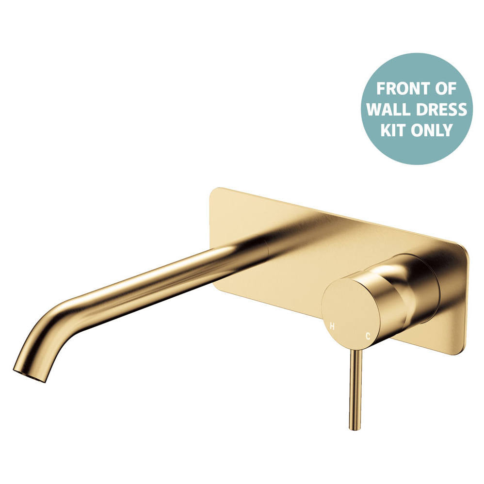 Kaya Wall Mixer Dress Kit, Rect Plate, 200mm Outlet, Urban Brass
