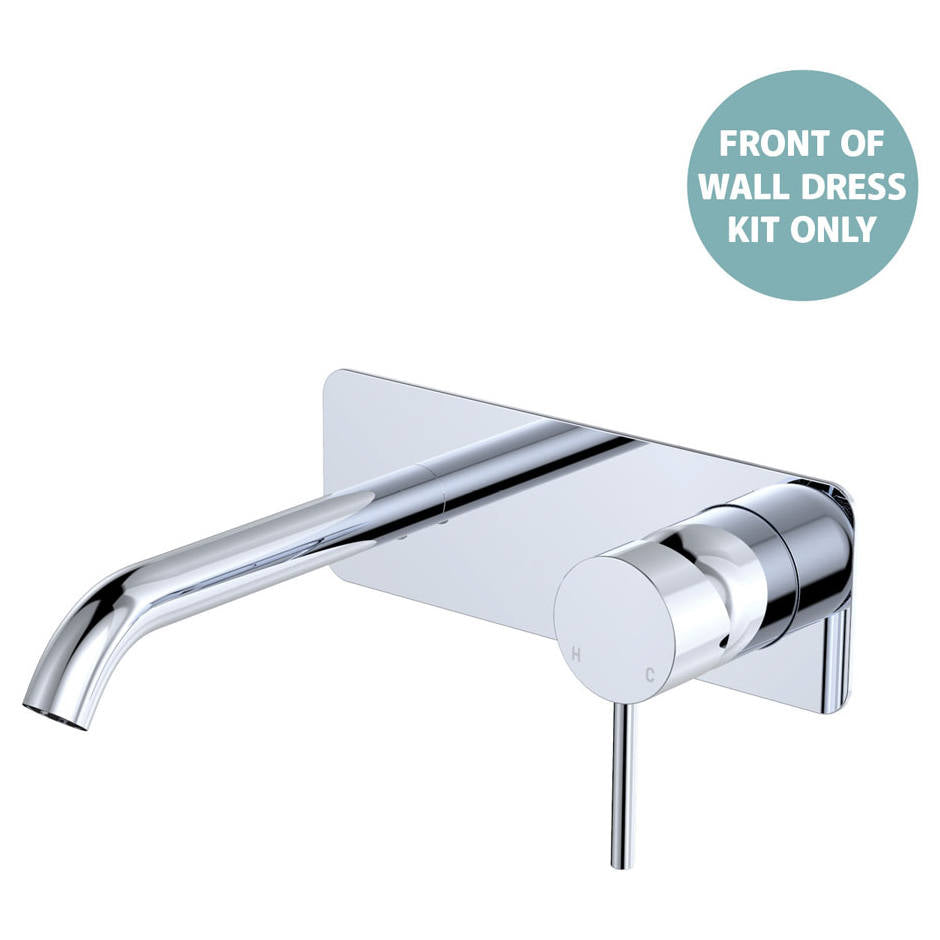 Kaya Wall Mixer Dress Kit, Rect Plate, 160mm Outlet, Chrome