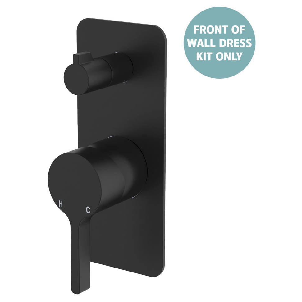 Sansa Wall Diverter Mixer Dress Kit, Rect Plate, Matte Black
