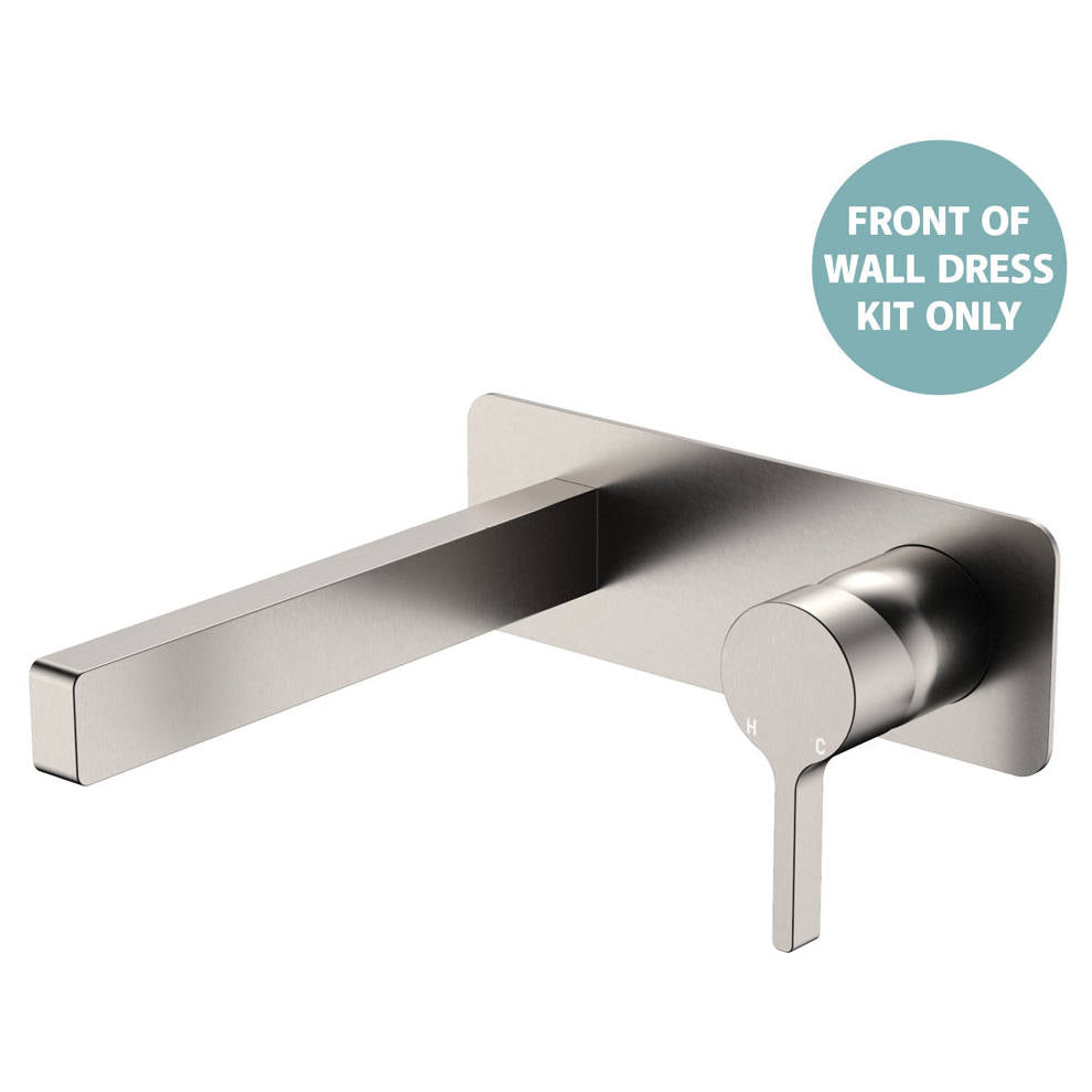 Sansa Wall Basin Mixer Dress Kit, Rect Plate, Brushed Nickel
