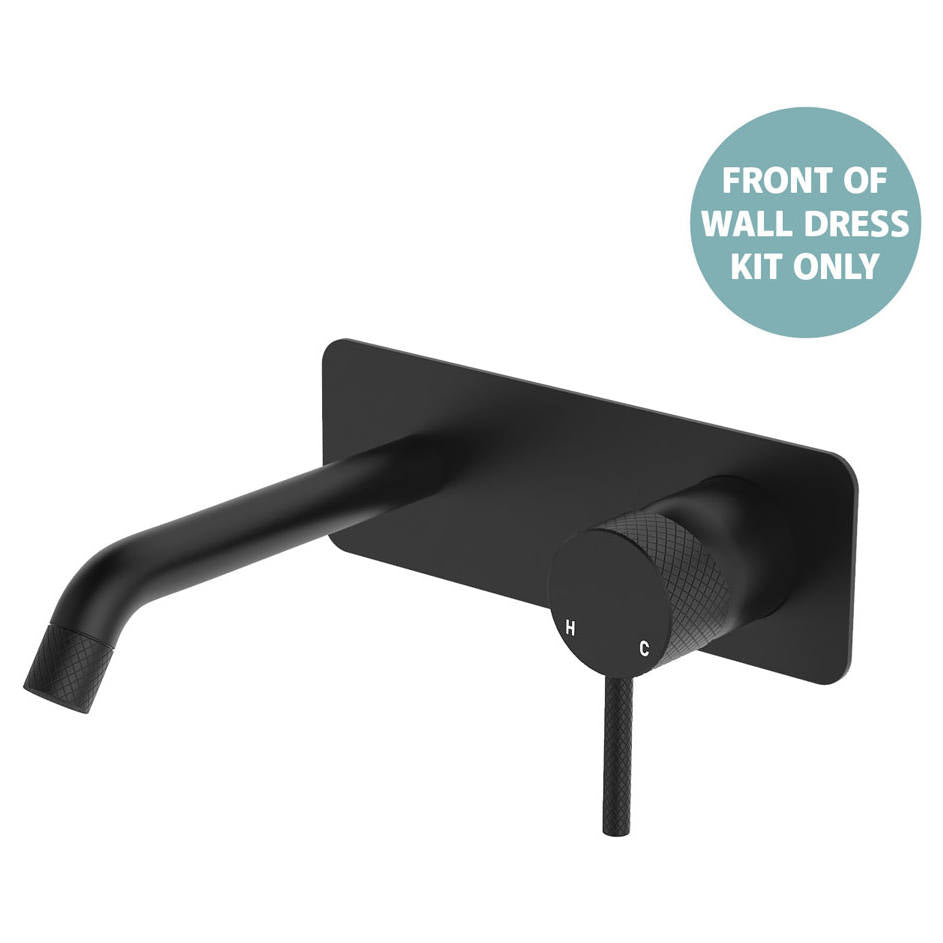 Axle Wall Mixer Dress Kit, Rect Plate, 160mm Outlet, Matte Black