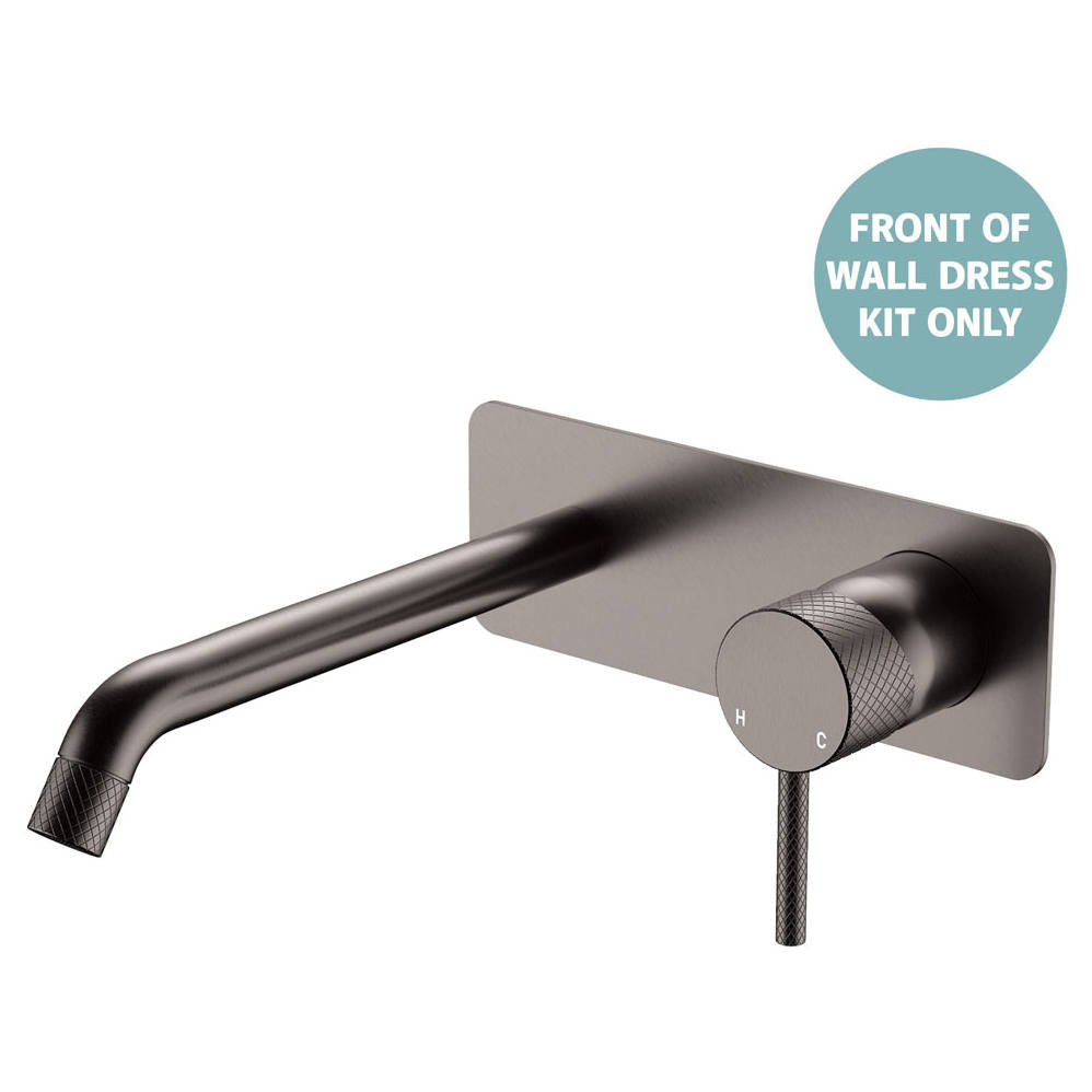 Axle Wall Mixer Dress Kit, Rect Plate, 200mm Outlet, Gun Metal