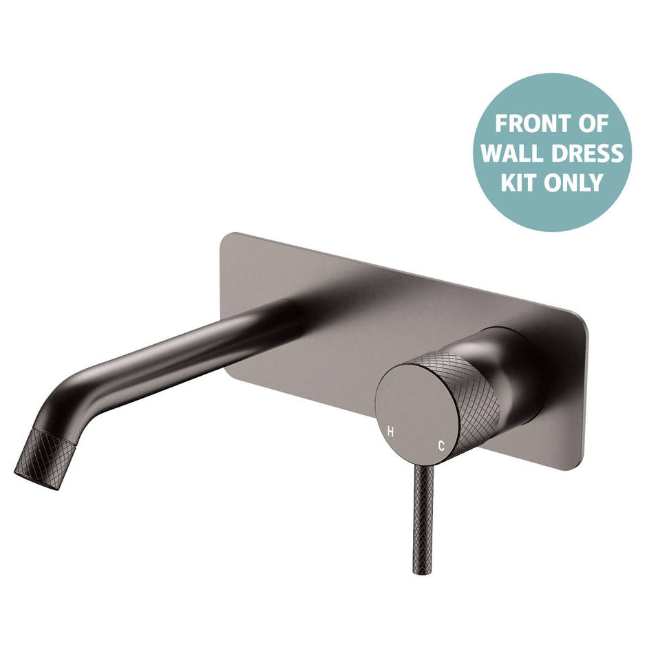 Axle Wall Mixer Dress Kit, Rect Plate, 160mm Outlet, Gun Metal
