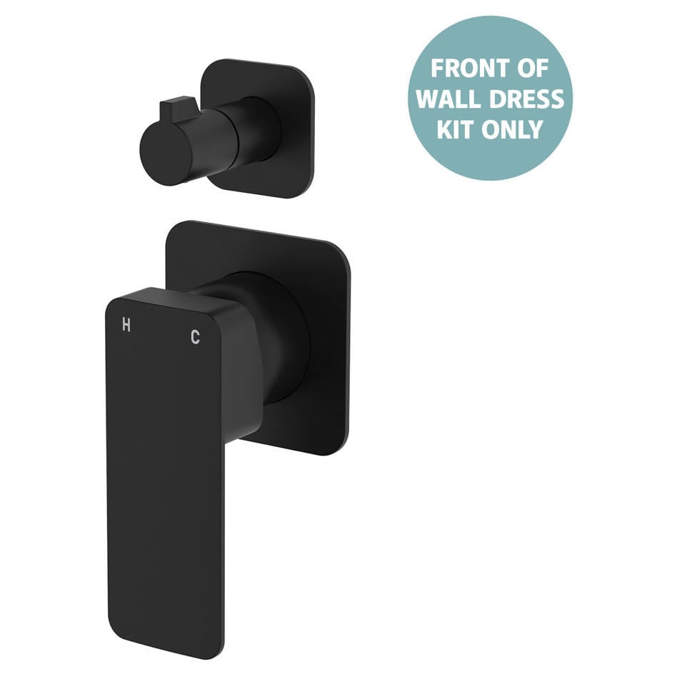 Tono Wall Diverter Mixer Dress Kit, Square Plates, Matte Black