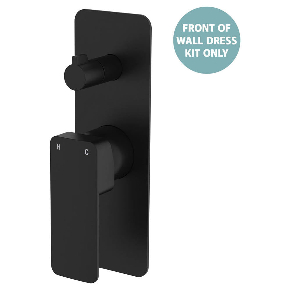 Tono Wall Diverter Mixer Dress Kit, Rect Plate, Matte Black