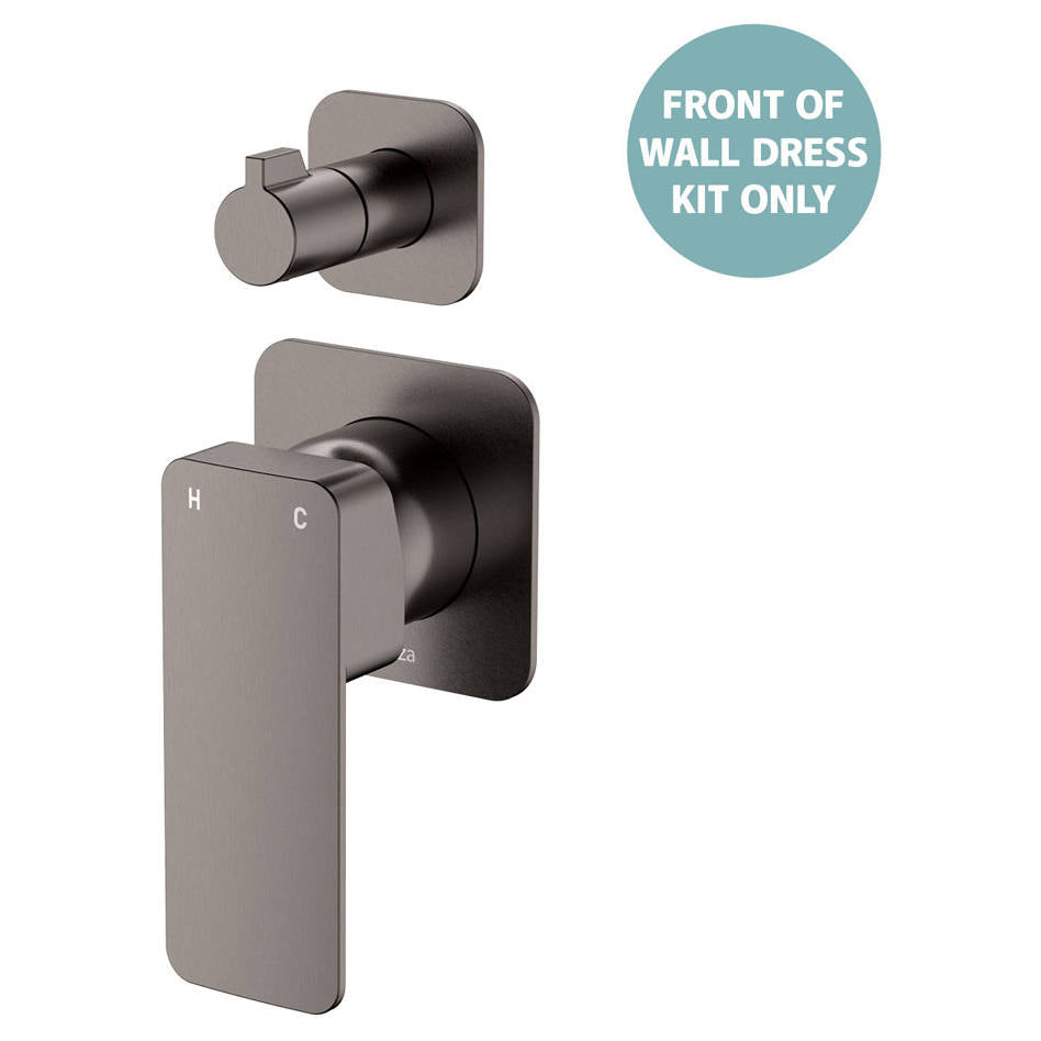 Tono Wall Diverter Mixer Dress Kit, Square Plates, Gun Metal