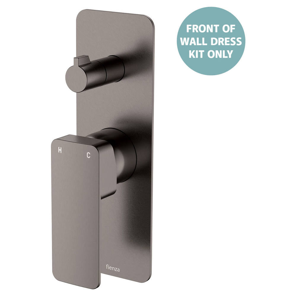 Tono Wall Diverter Mixer Dress Kit, Rect Plate, Gun Metal