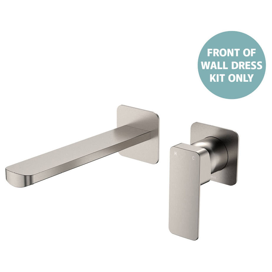 Tono Wall Mixer Set Dress Kit, Square Plate, 200mm Outlet, Brushed Nickel