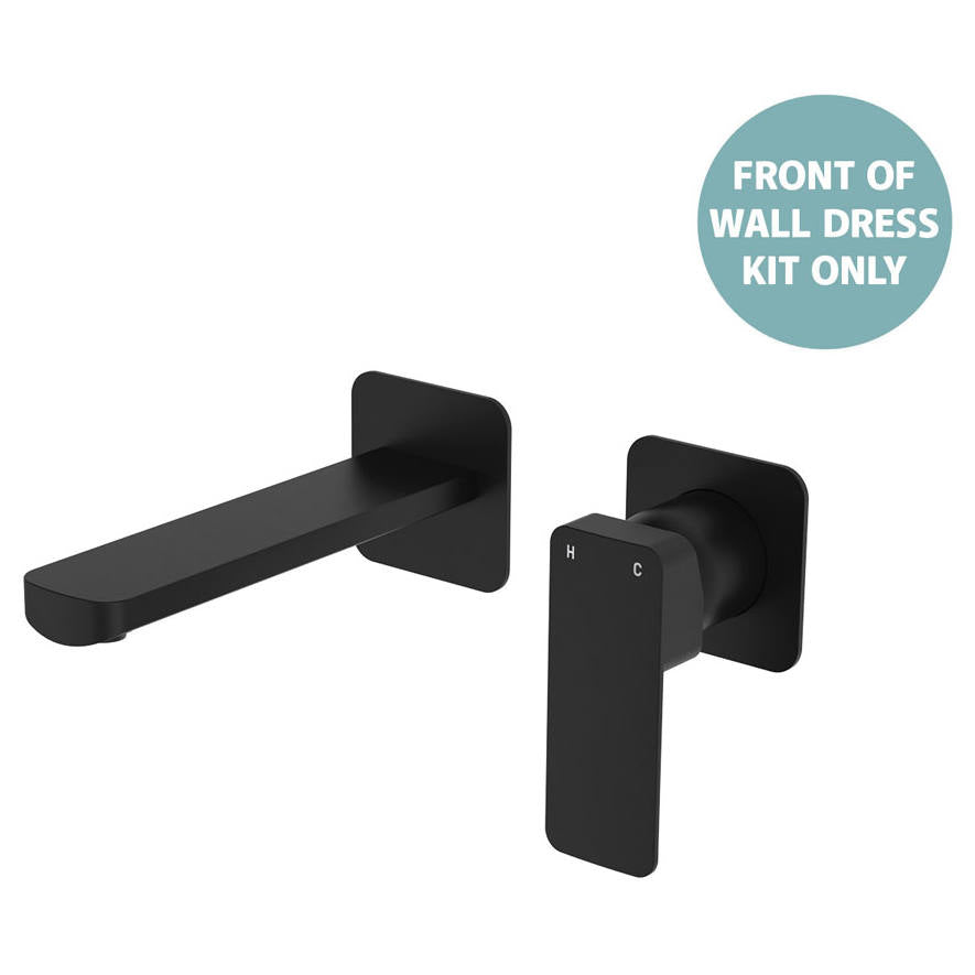 Tono Wall Mixer Set Dress Kit, Square Plate, 160mm Outlet, Matte Black