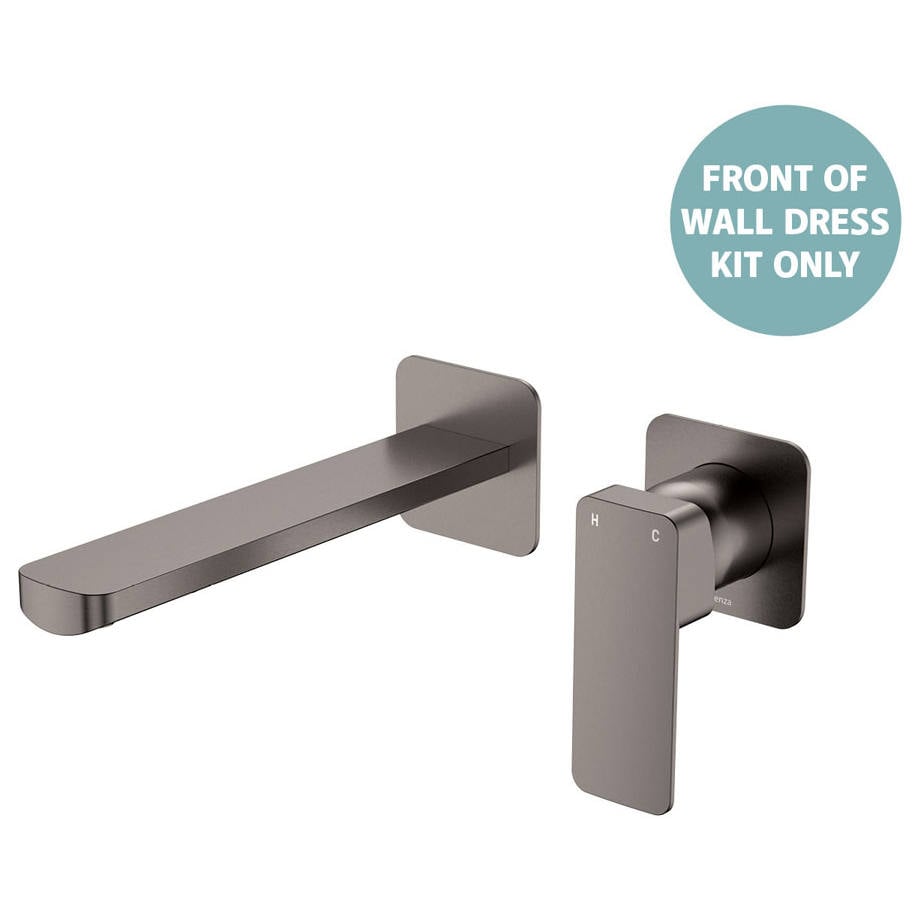 Tono Wall Mixer Set Dress Kit, Square Plate, 200mm Outlet, Gun Metal